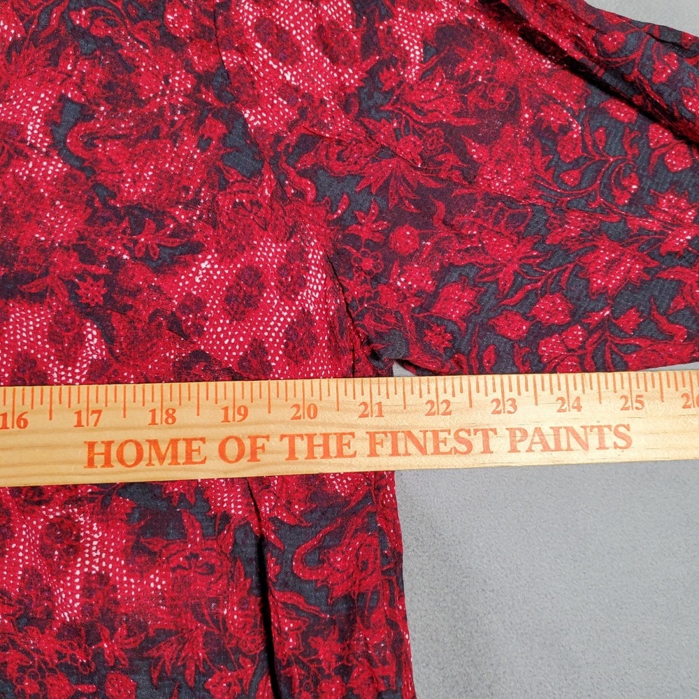 Lucky Brand Blouse Womens 1X Red Black Floral Boho Peasant Goth Cottagecore Folk - Picture 4 of 7
